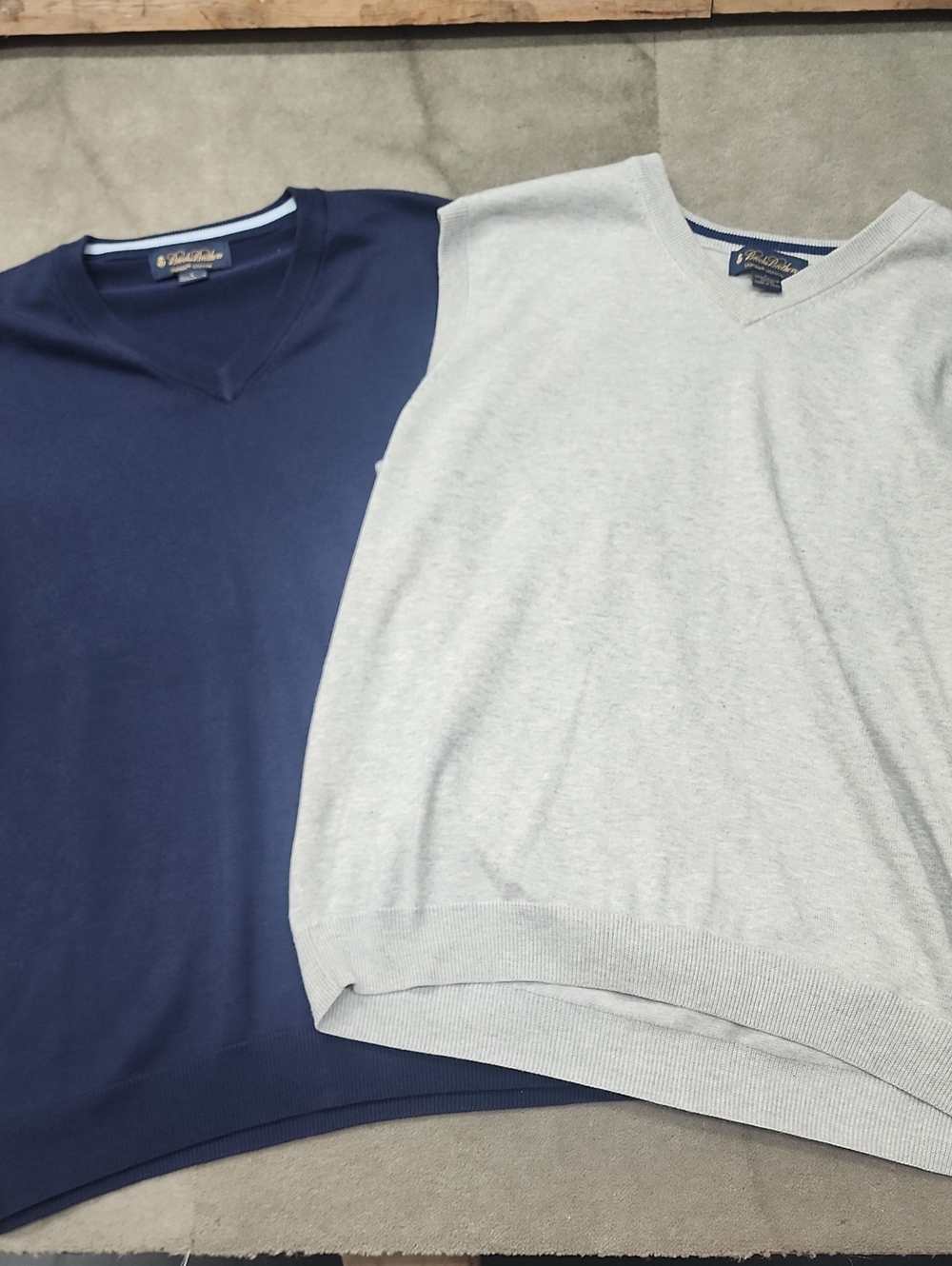 Brooks Brothers Navy & Light Gray V-Neck Sweaters (Pair)